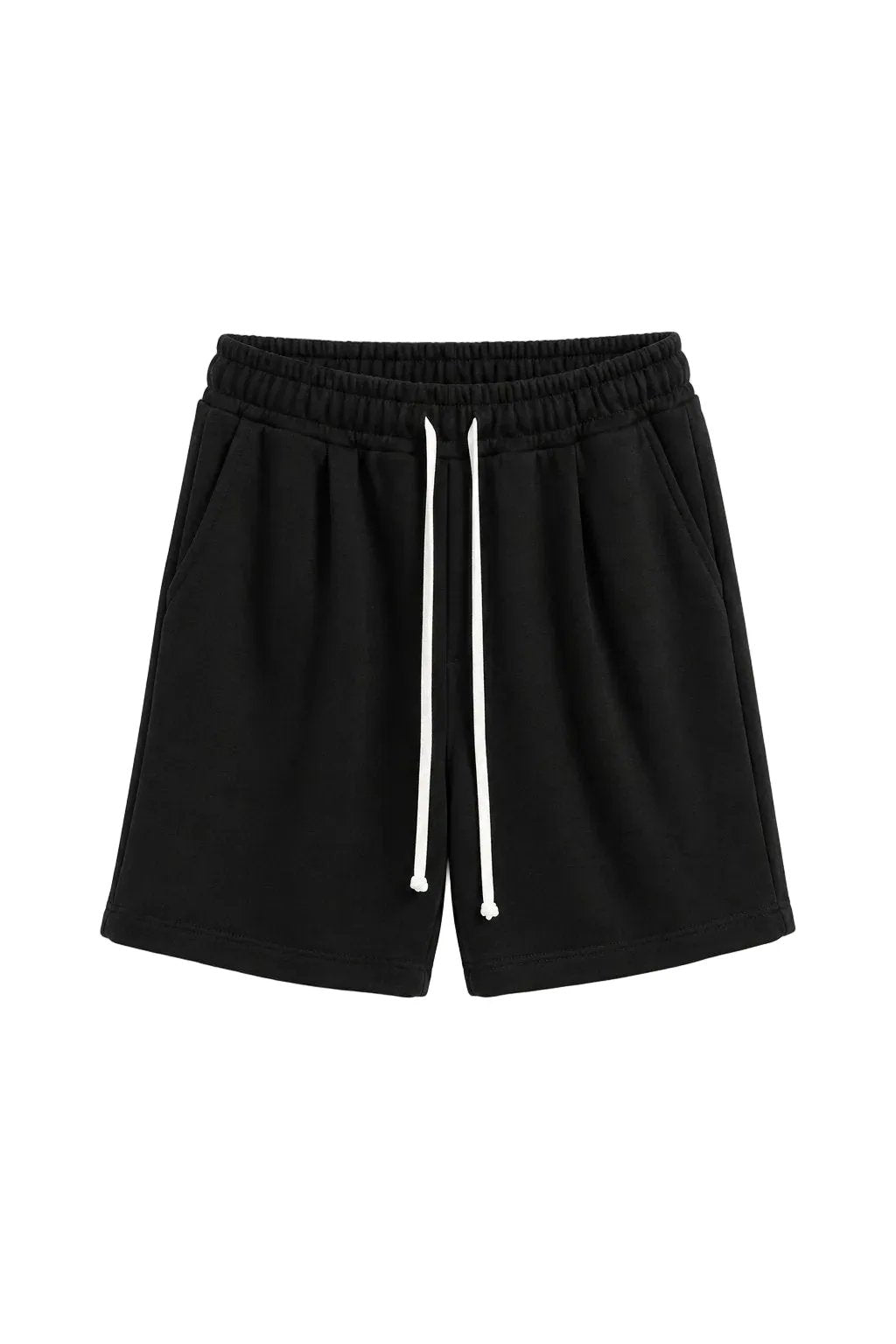 Pantaloni scurți negri cu șnur lung, design casual, lejer și confortabil