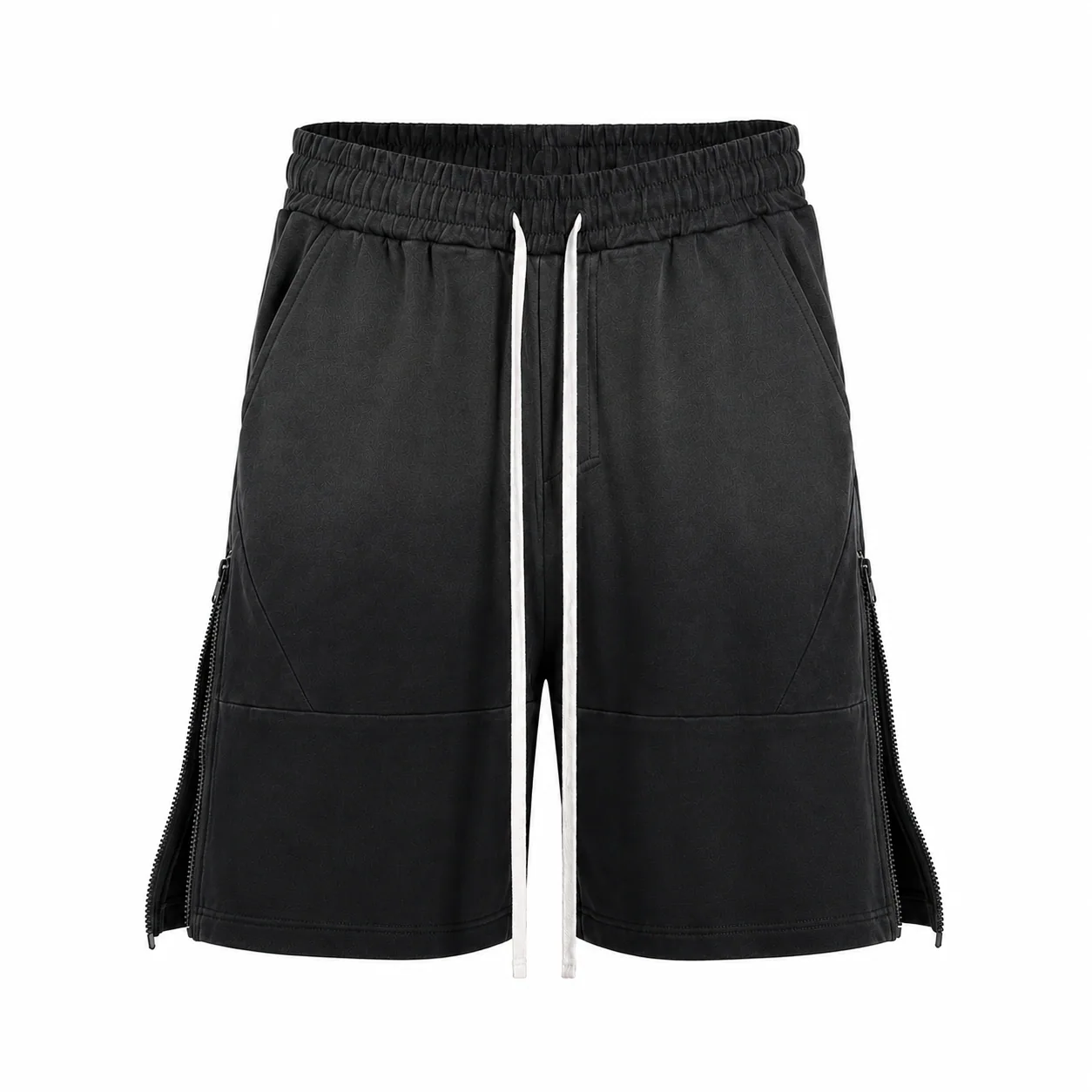 Pantaloni Scurți Bărbați Negri cu Fermoare Laterale și Șnur Lung – 100% Bumbac - produs fashion bărbați Atelier AXD