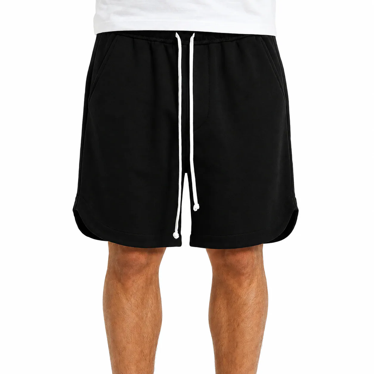 Pantaloni scurți sport negri pentru bărbați, cu șnur lung și despicătură laterală – Atelier AXD