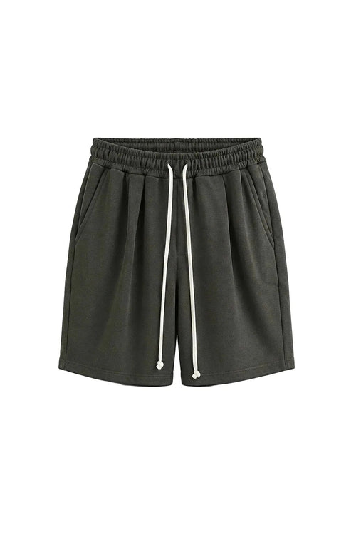 Pantaloni scurți pentru bărbați, culoare verde militar (kaki), model casual cu șnur lung în talie și material rezistent.
