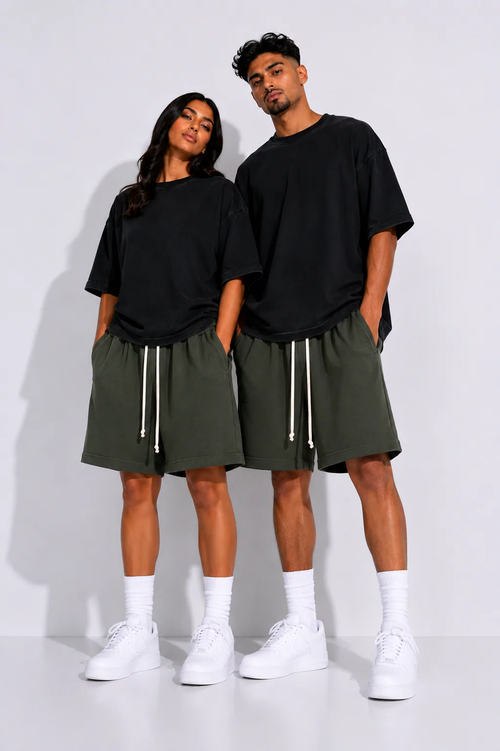 Pantaloni Scurți Bărbați Verde Militar cu Șnur Lung - produs fashion bărbați Atelier AXD