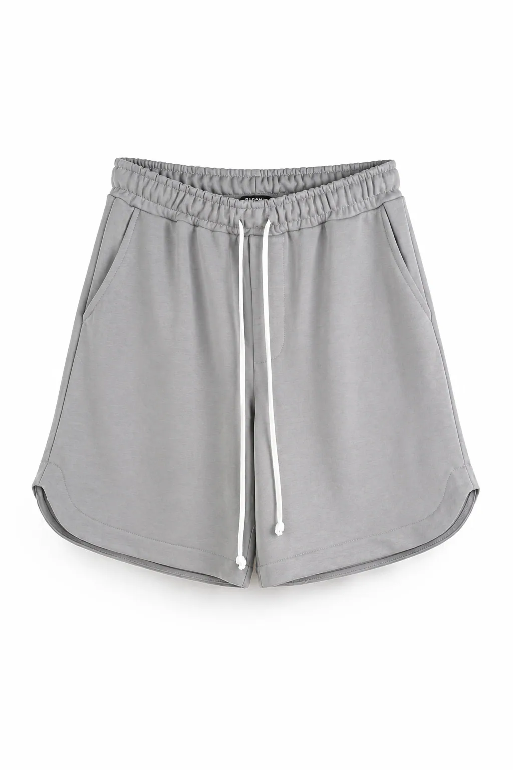 Pantaloni sport gri deschis cu șnur lung în talie, având o despicătură laterală cusută la baza piciorului, confecționați dint