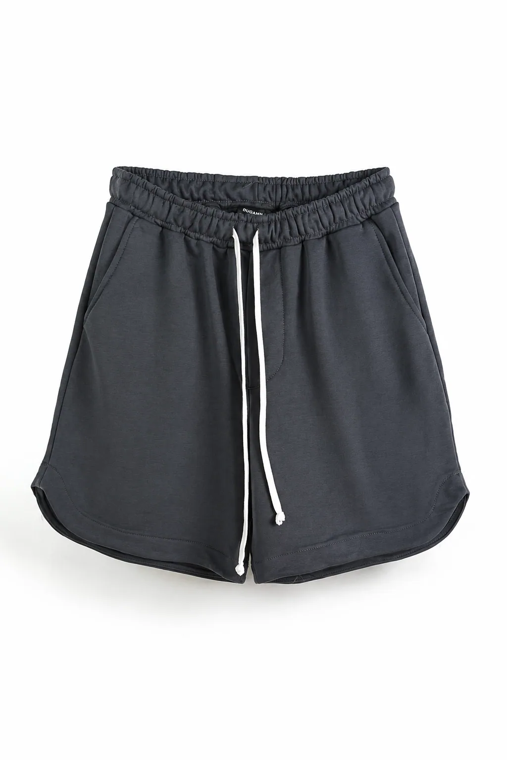 Pantaloni sport gri deschis cu șnur lung în talie, având o despicătură laterală cusută la baza piciorului, confecționați dint