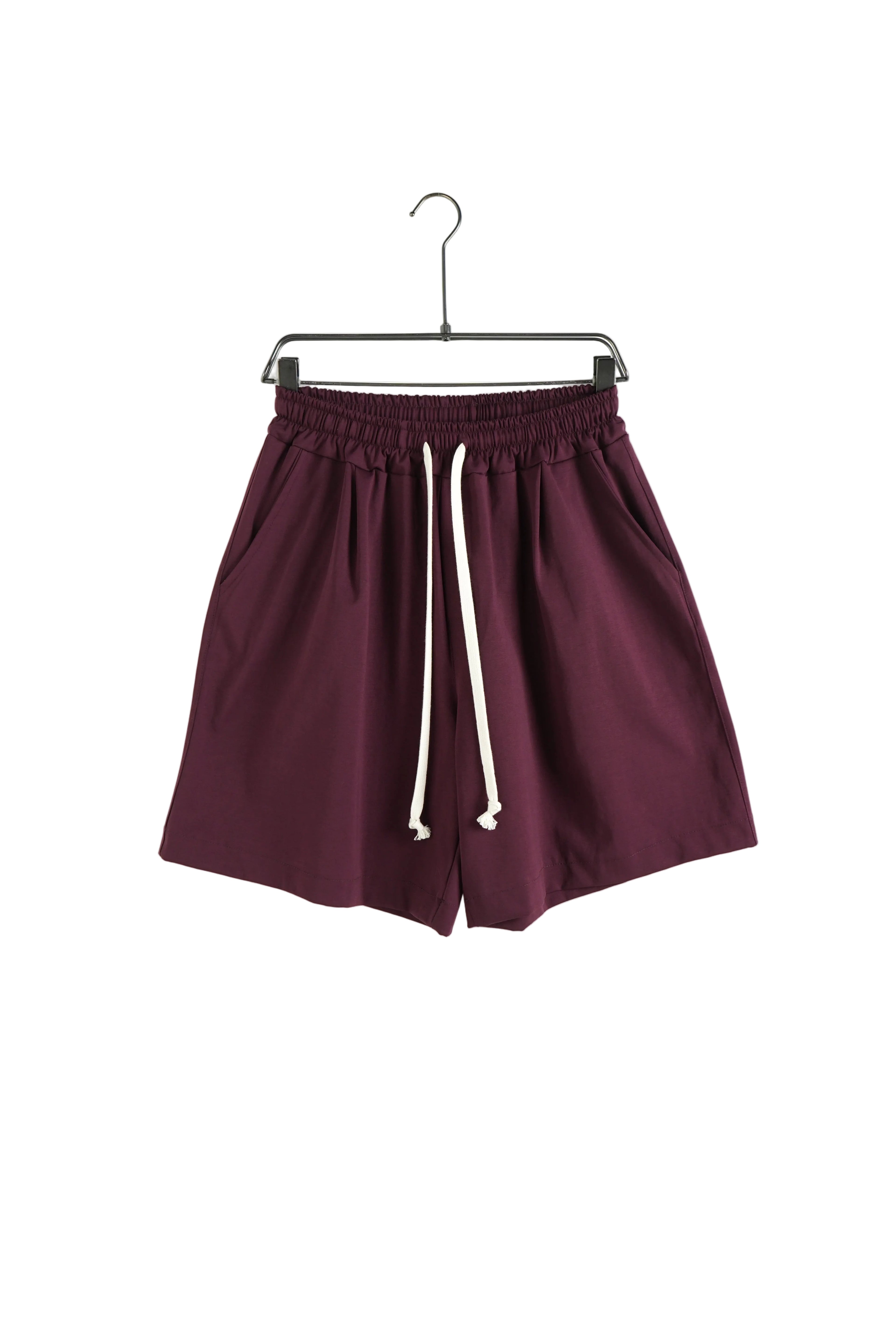 Pantaloni scurți grena (vișiniu închis) cu șnur lung și talie elastică