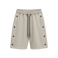 Pantaloni scurți maro 100% bumbac cu șnur lung și capse laterale