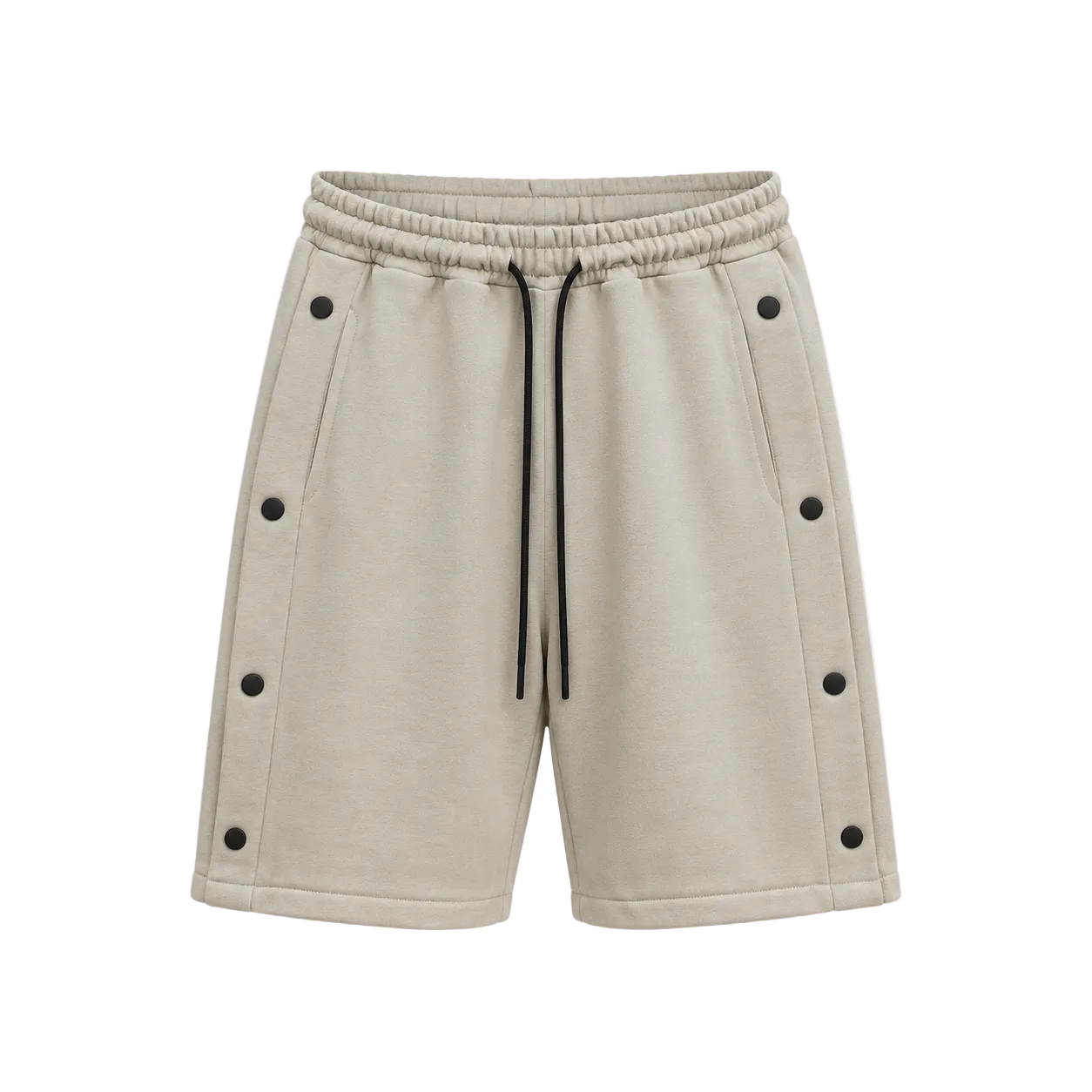 Pantaloni scurți maro 100% bumbac cu șnur lung și capse laterale