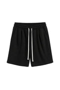 Pantaloni scurți negri cu șnur lung, design casual, lejer și confortabil