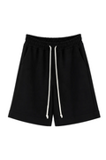 Pantaloni scurți negri pentru bărbați cu șiret lung și design modern streetwear