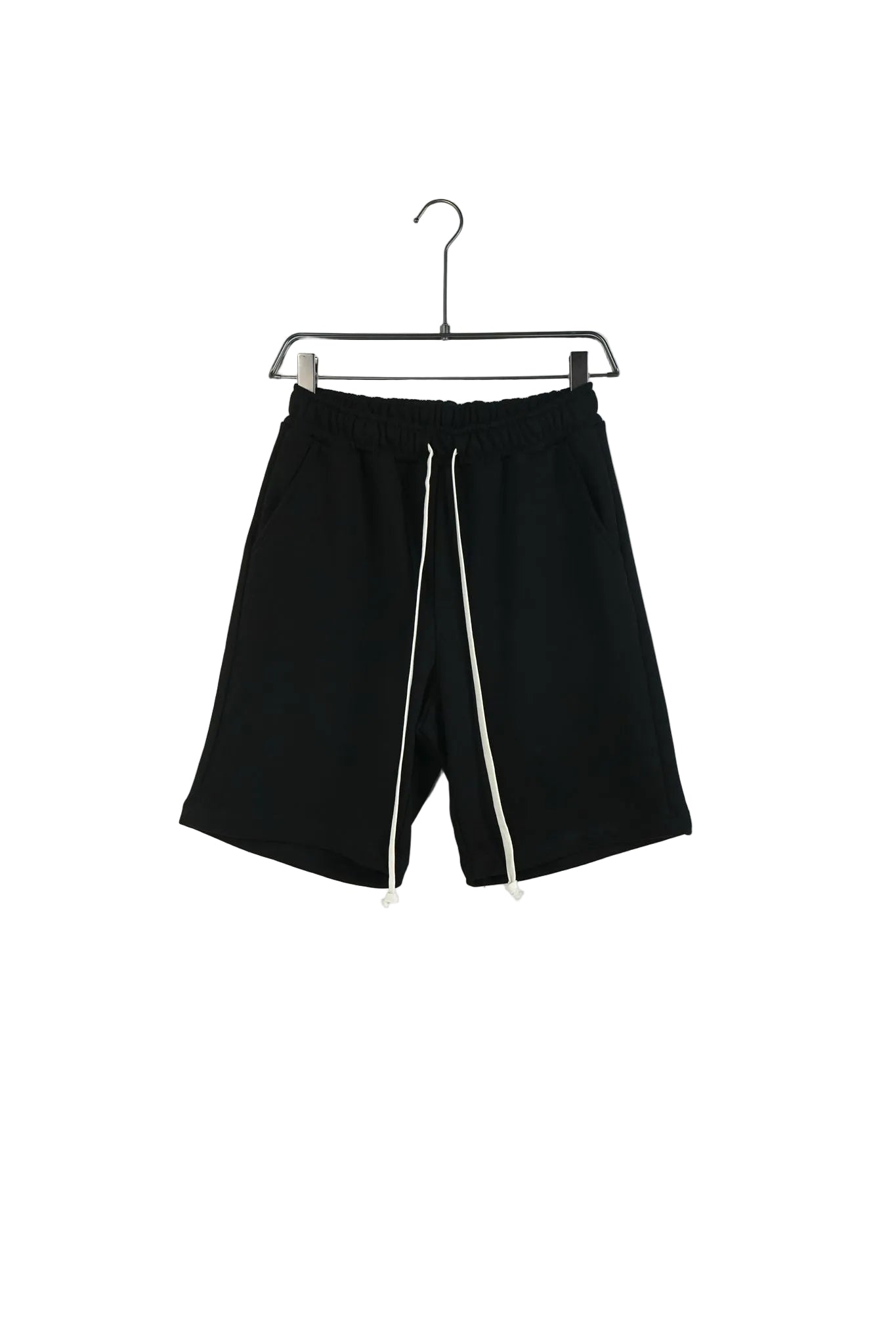 Pantaloni scurți unisex din bumbac negri, model confortabil cu șiret lung în talie, potriviți pentru femei și bărbați