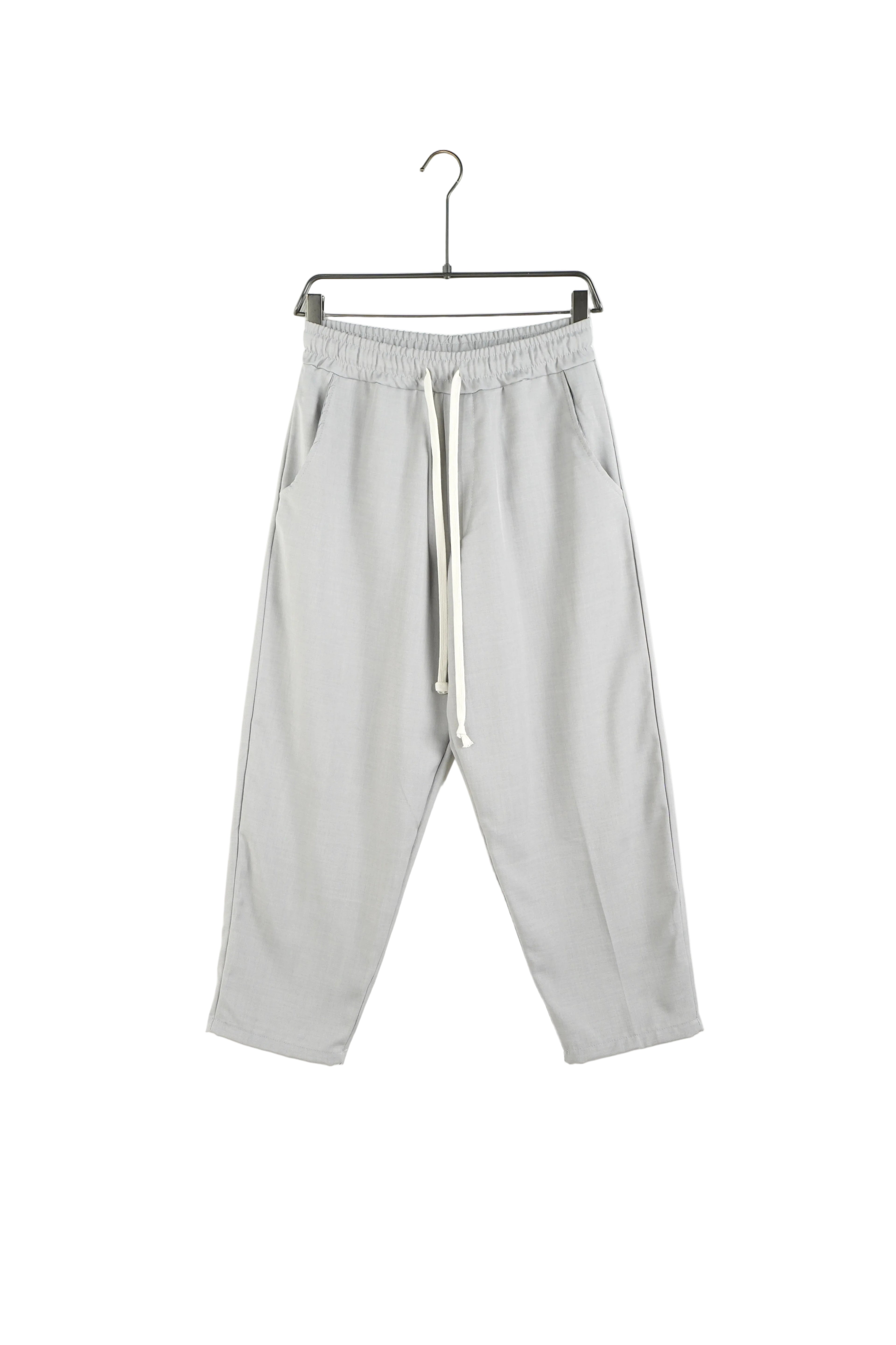 antaloni de trening gri model wide leg (larg) cu șiret lung în talie