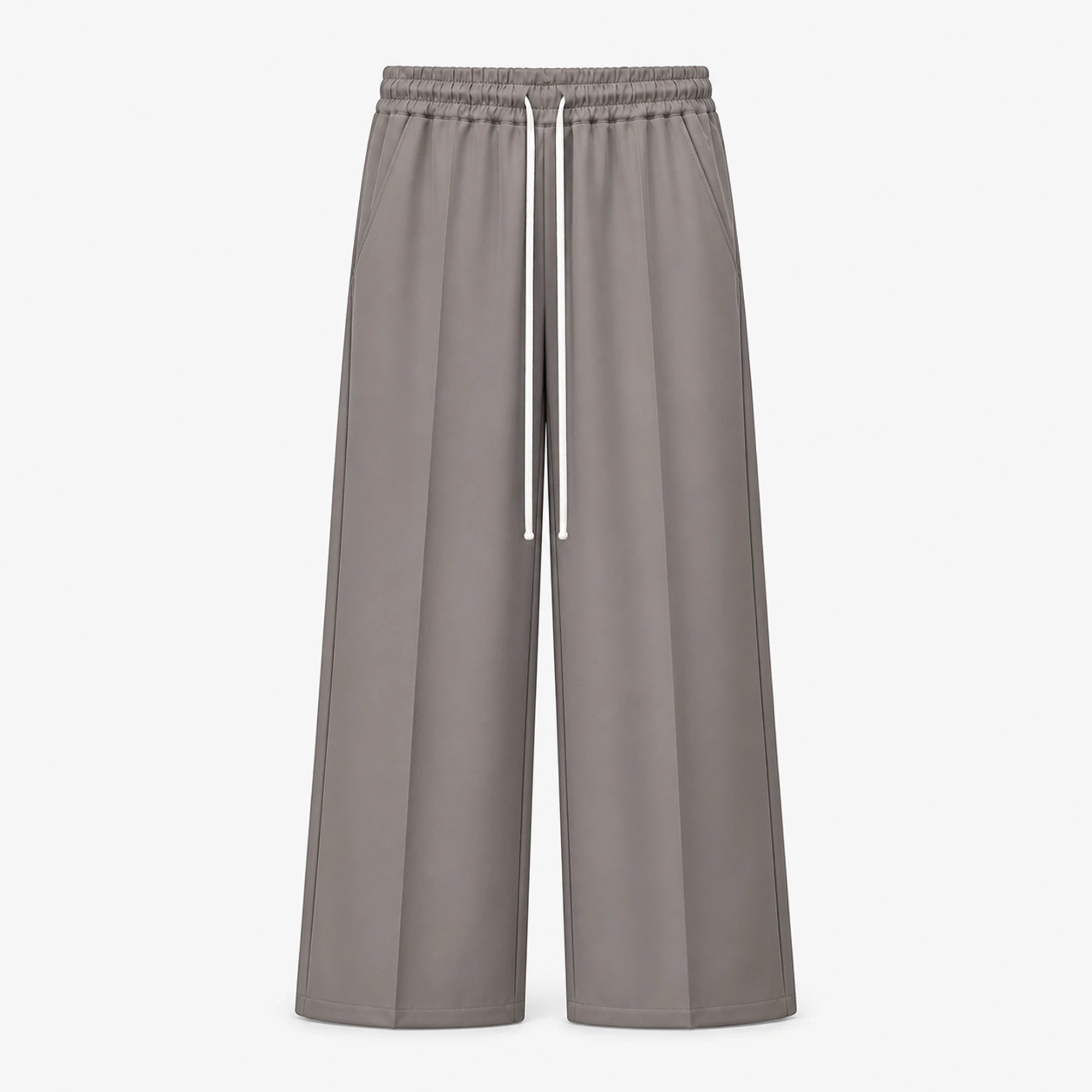 Pantaloni wide leg bărbați grej, ghost mannequin, vedere frontală