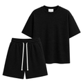 Compleu negru premium pentru bărbați cu material striat și design modern oversized