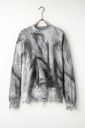 Pulover Bărbați Gri-Negru din Bumbac Distressed – fotografie produs pe umeraș