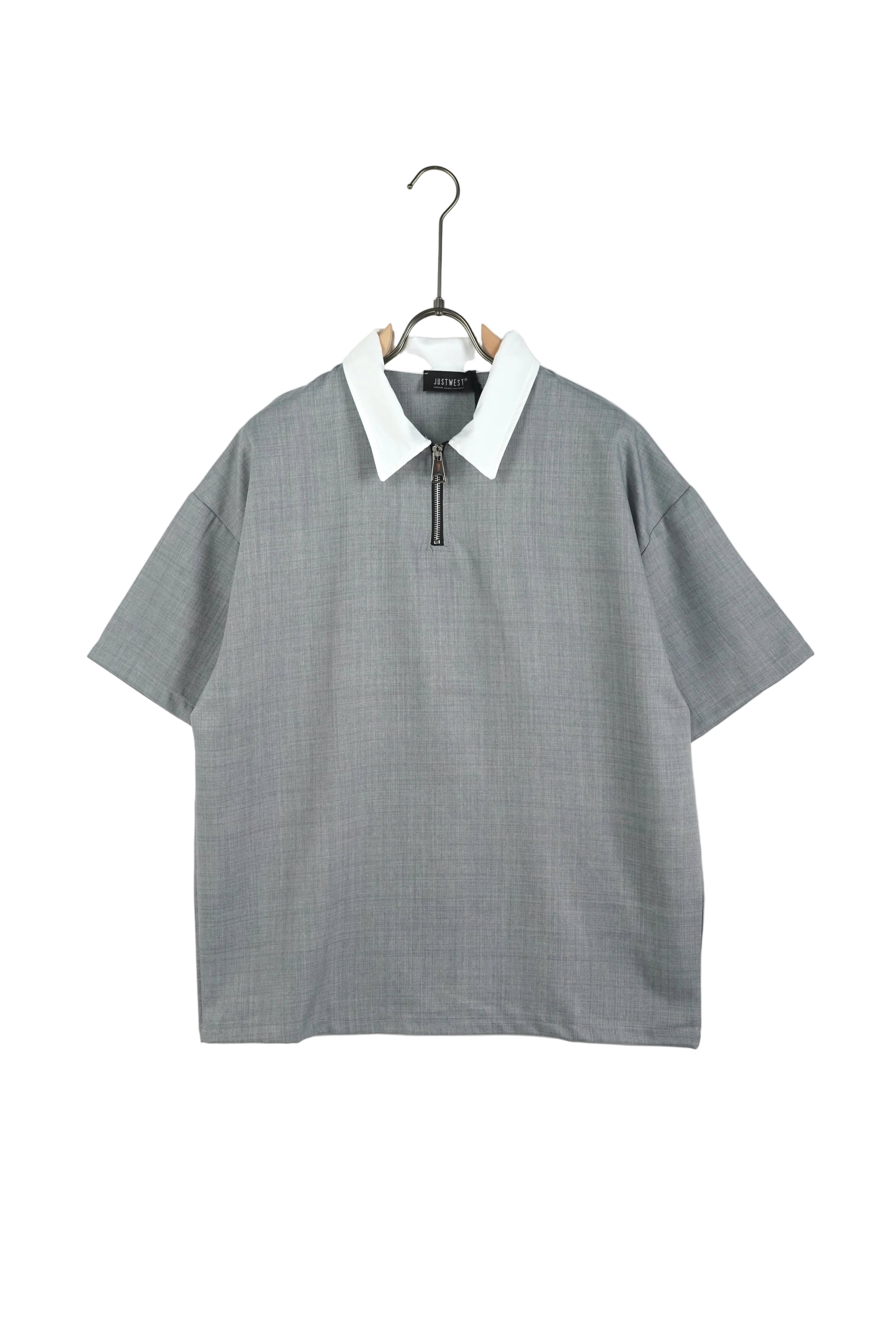 Set casual gri deschis pentru bărbați format din tricou și pantaloni cu șnur lung