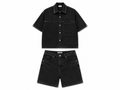 Set Denim Bărbați Negru (Cămașă și Pantaloni Scurți) – 100% Bumbac