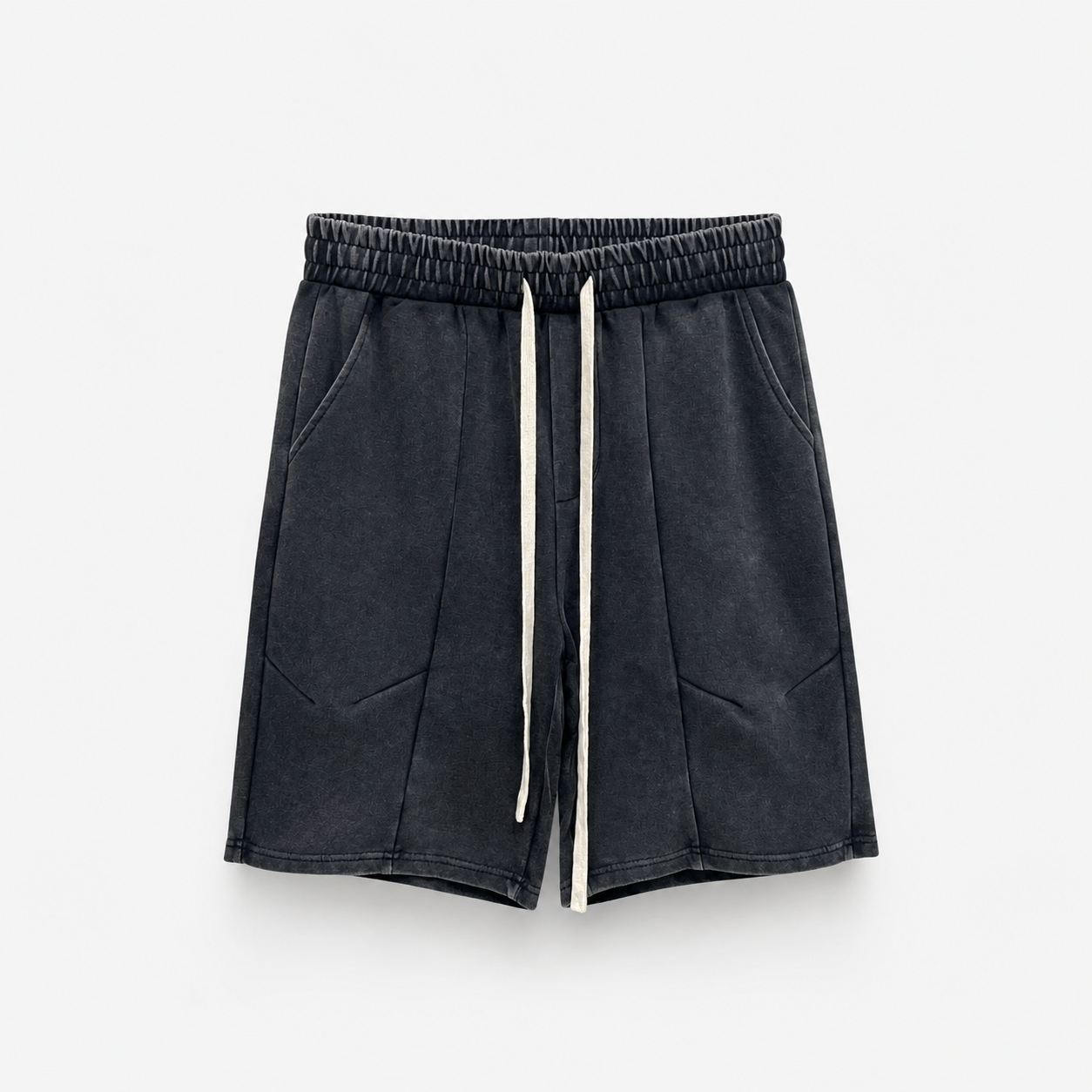 Set casual scurt din bumbac negru și gri cu șnur reglabil