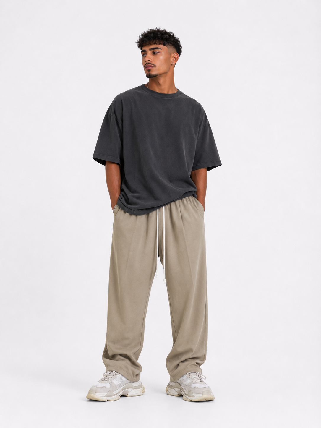 Pantaloni baggy cu șiret lung și fit streetwear modern