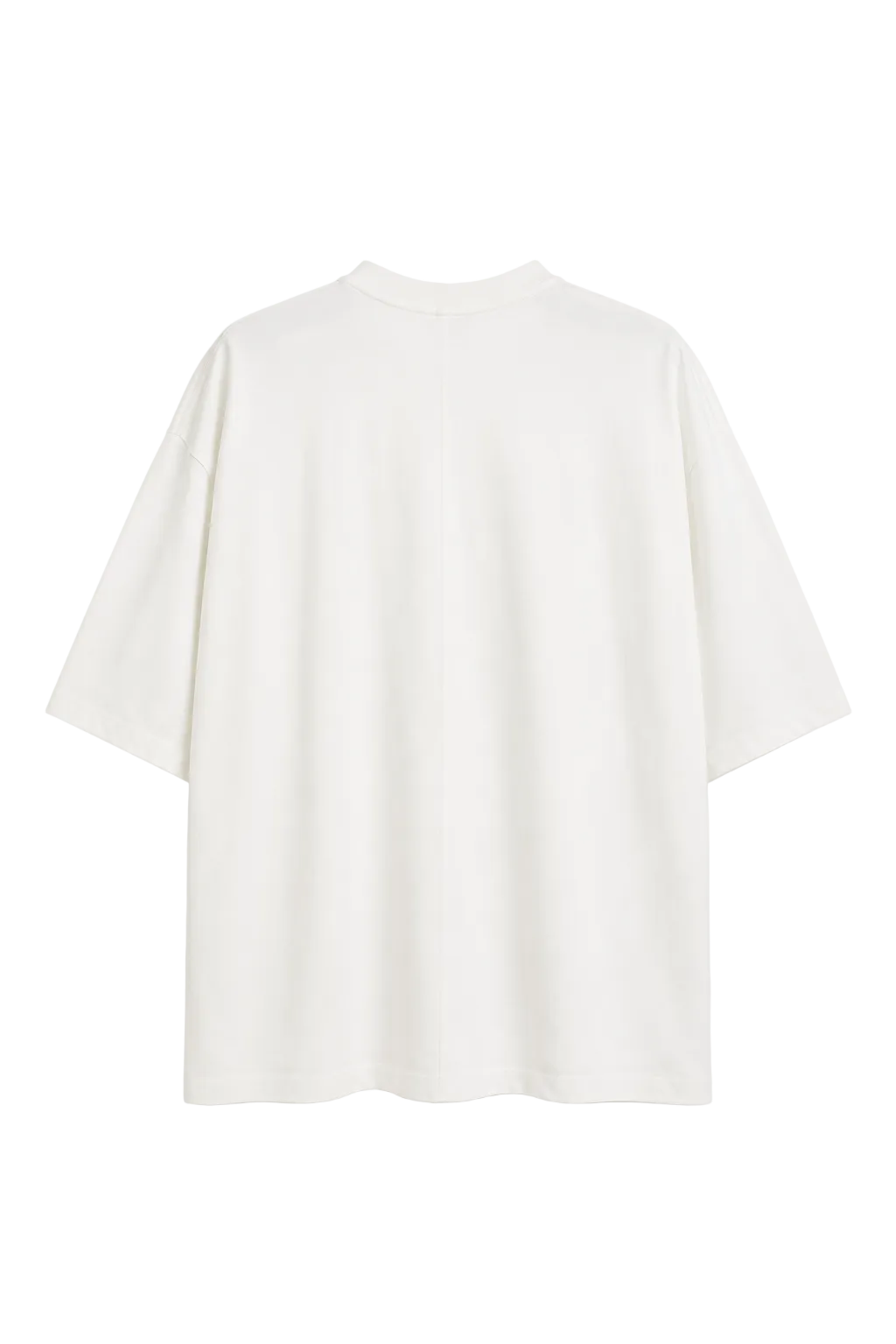 Tricou Alb cu Cusătură Centrală pe Spate