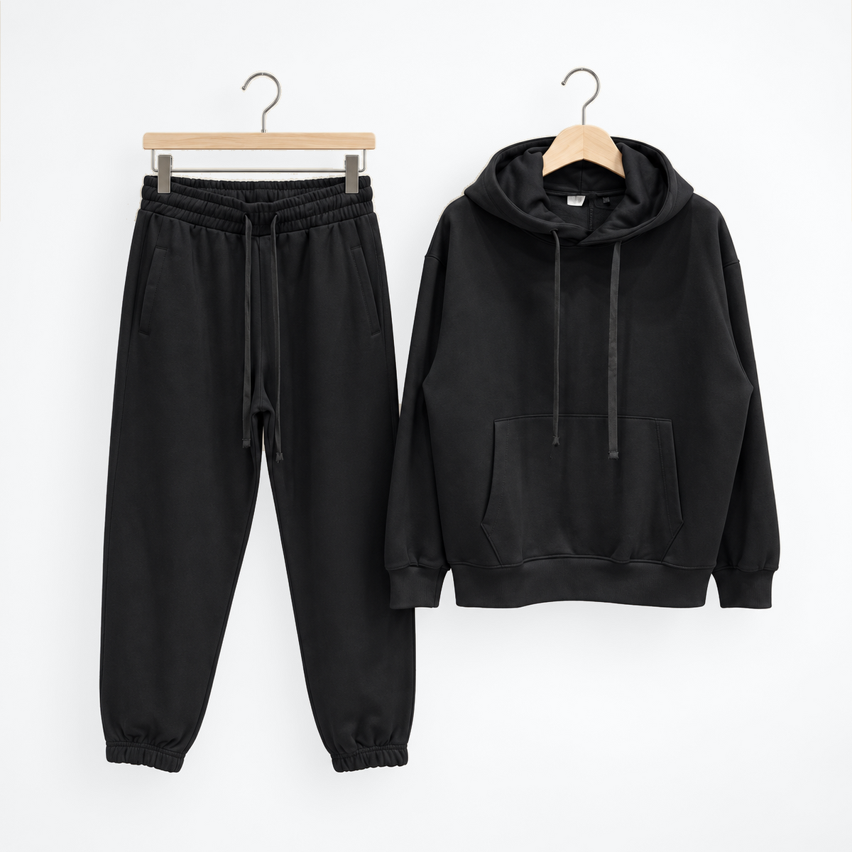 Trening Bărbați Negru cu Hanorac și Pantaloni Jogger — set complet