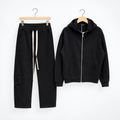 Trening Bărbați Negru cu Hanorac și Pantaloni Largi — set complet