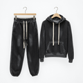 Trening Bărbați Negru Washed cu Hanorac și Joggeri — set complet