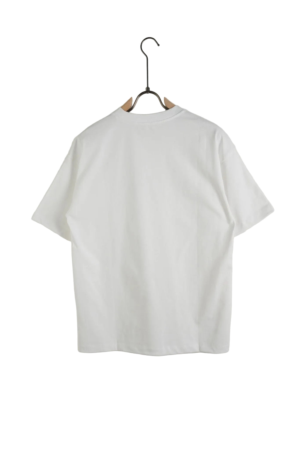 Tricou alb din bumbac 100% cu textură moale, disponibil în mărimile S, M, L, XL, design unisex
