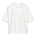 Tricou Bărbați Alb Oversized cu Mix de Ținte Metalice - vedere frontală ghost