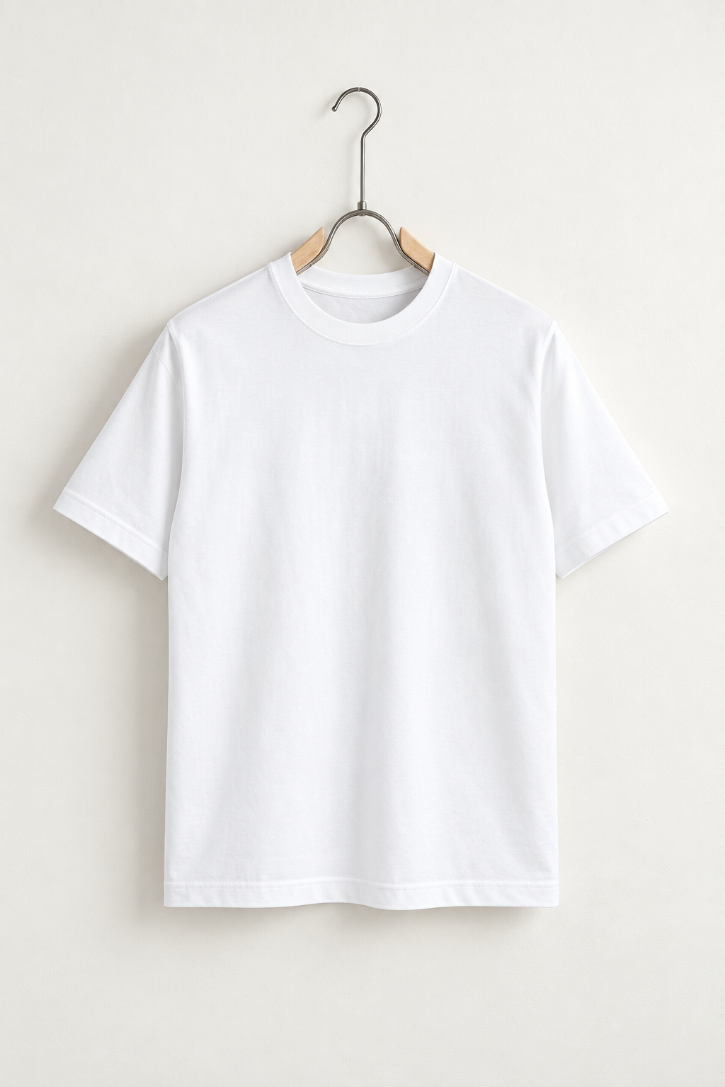 Tricou Bărbați Alb Simplu din Bumbac 100% – fotografie produs pe umeraș