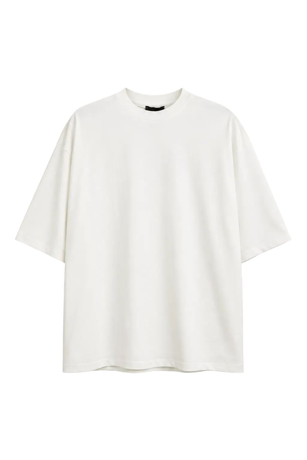 Tricou Alb cu Cusătură Centrală pe Spate