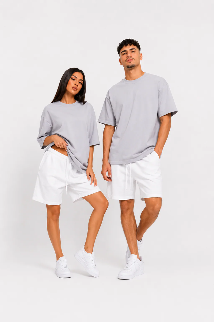 Tricou gri unisex din 100% bumbac, model casual confortabil pentru femei și bărbați