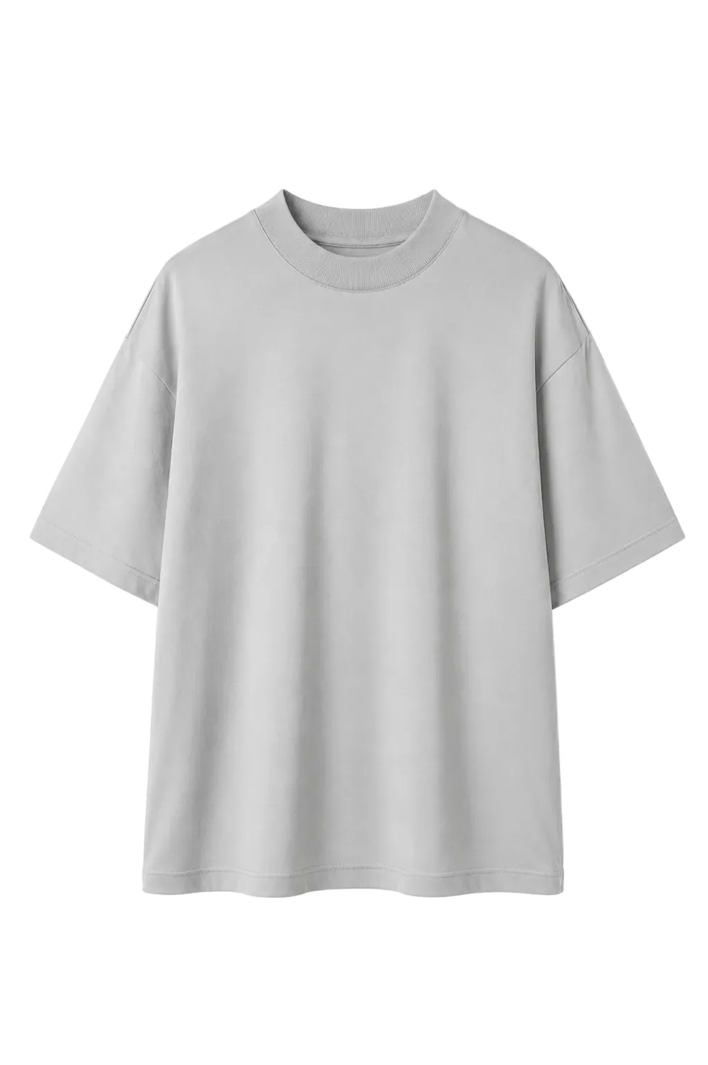 Tricou gri deschis unisex din bumbac, guler strâns, vedere produs