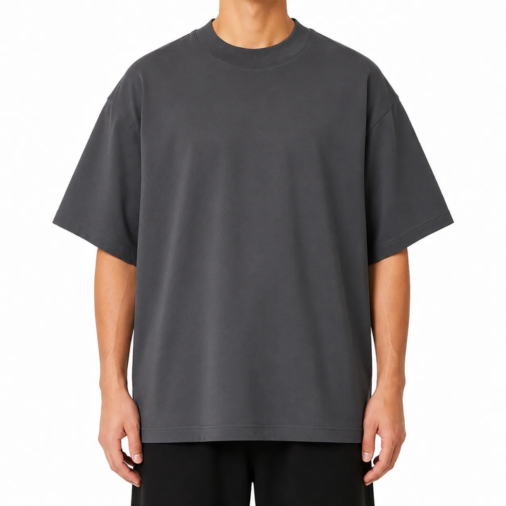 Tricou Gri inchis Unisex - Bumbac 100%, Guler la Bază