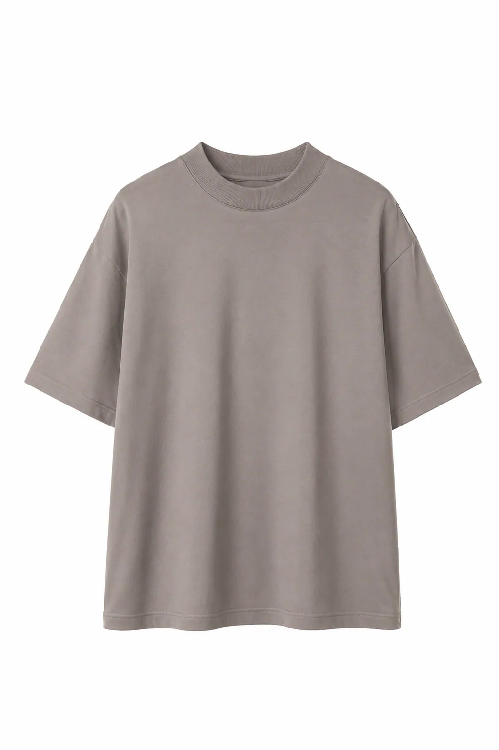 Tricou khaki închis unisex din bumbac cu guler strâns, vedere produs