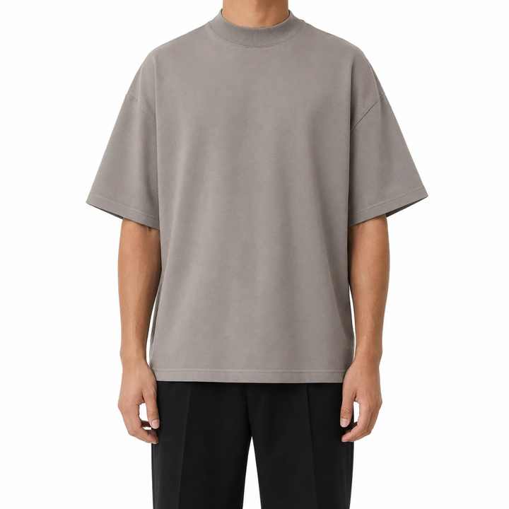 Tricou Khaki inchis Unisex - Bumbac 100%, Guler la Bază