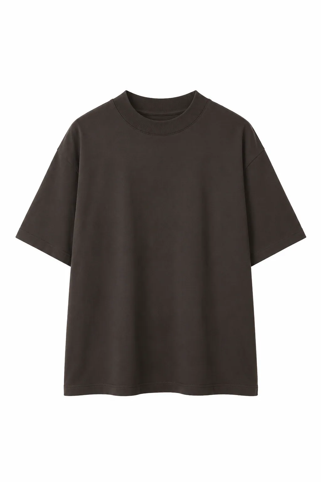 Tricou maro închis unisex din bumbac cu guler strâns, vedere produs