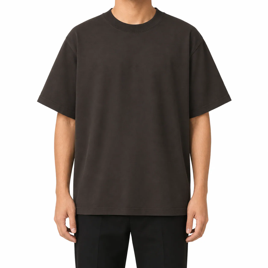 Tricou maro închis unisex din bumbac 100%, cu guler la baza gâtului – Atelier AXD