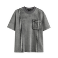 Tricou din bumbac pentru bărbați, culoare gri cu efect prespălat aspect denim, model casual cu croială modernă.
