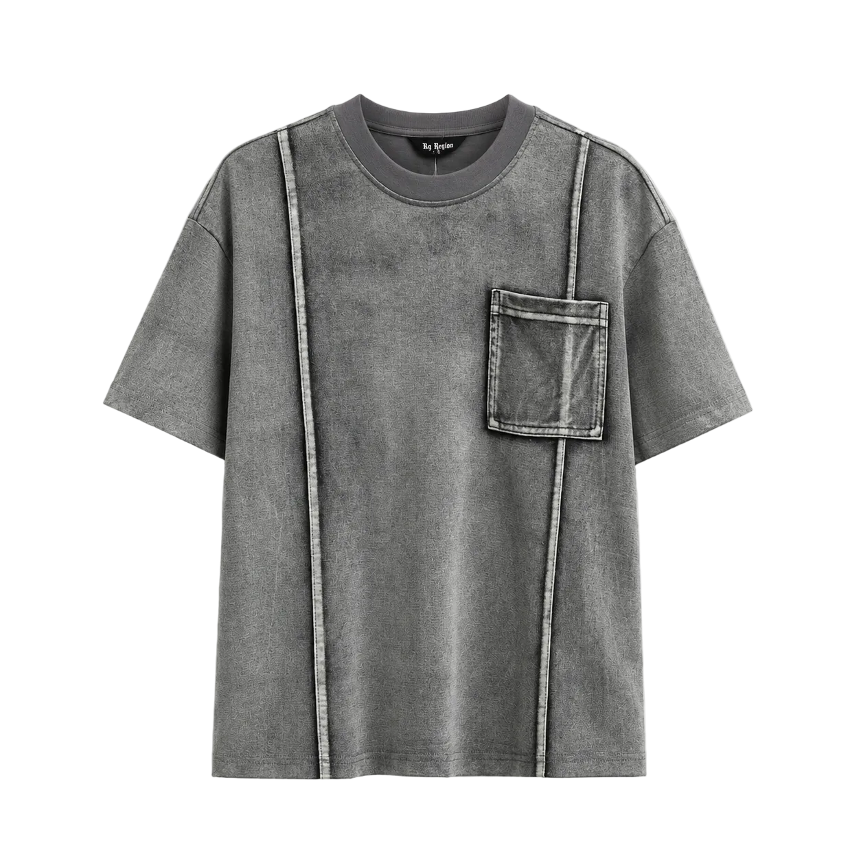 Tricou din bumbac pentru bărbați, culoare gri cu efect prespălat aspect denim, model casual cu croială modernă.