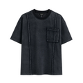 Tricou din bumbac pentru bărbați, culoare negru cu efect prespălat aspect denim, model casual cu croială modernă.