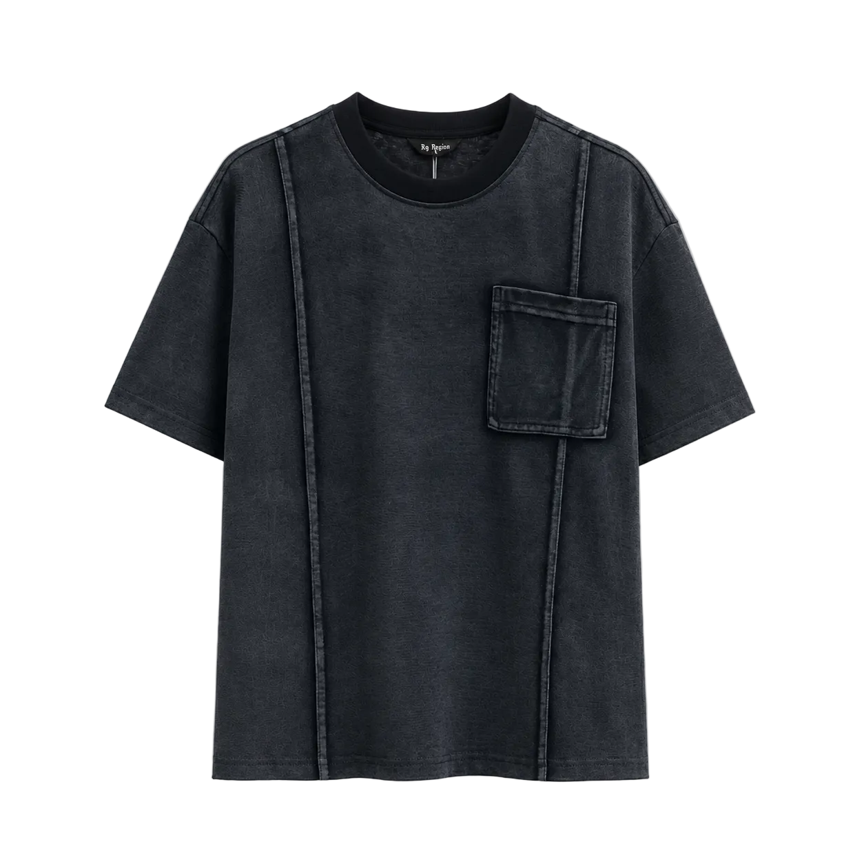 Tricou din bumbac pentru bărbați, culoare negru cu efect prespălat aspect denim, model casual cu croială modernă.