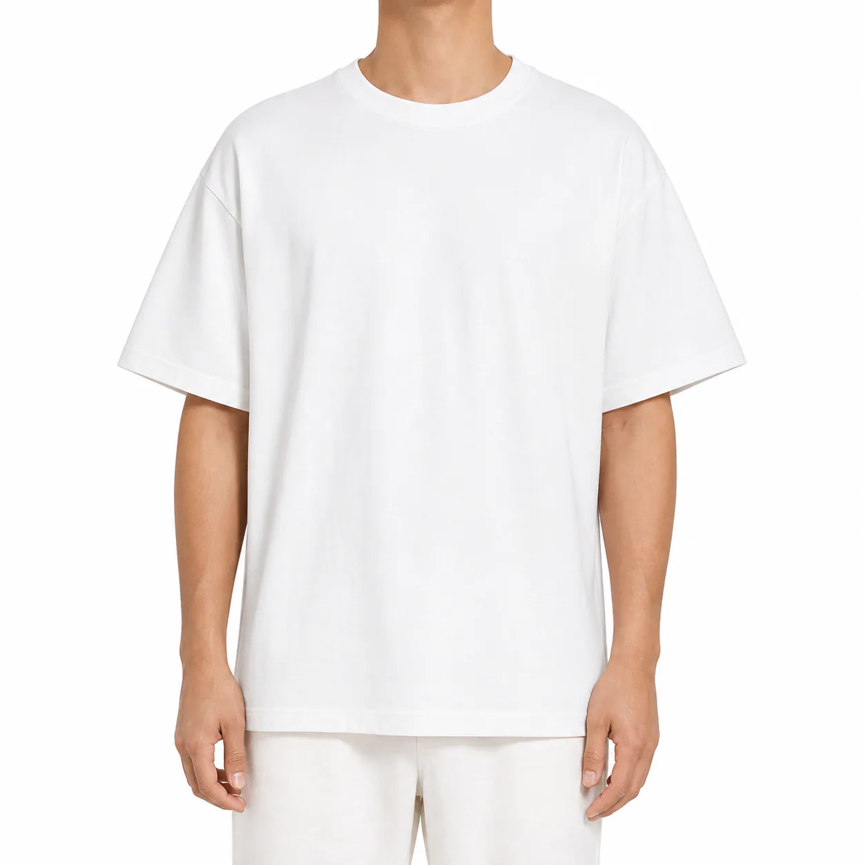 Tricou alb unisex din bumbac, model basic cu croială regular – Atelier AXD