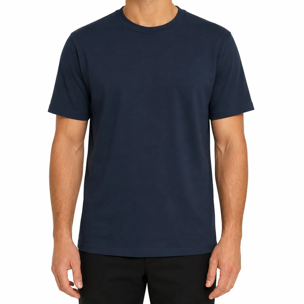 Tricou albastru închis pentru bărbați din bumbac, model casual – Atelier AXD