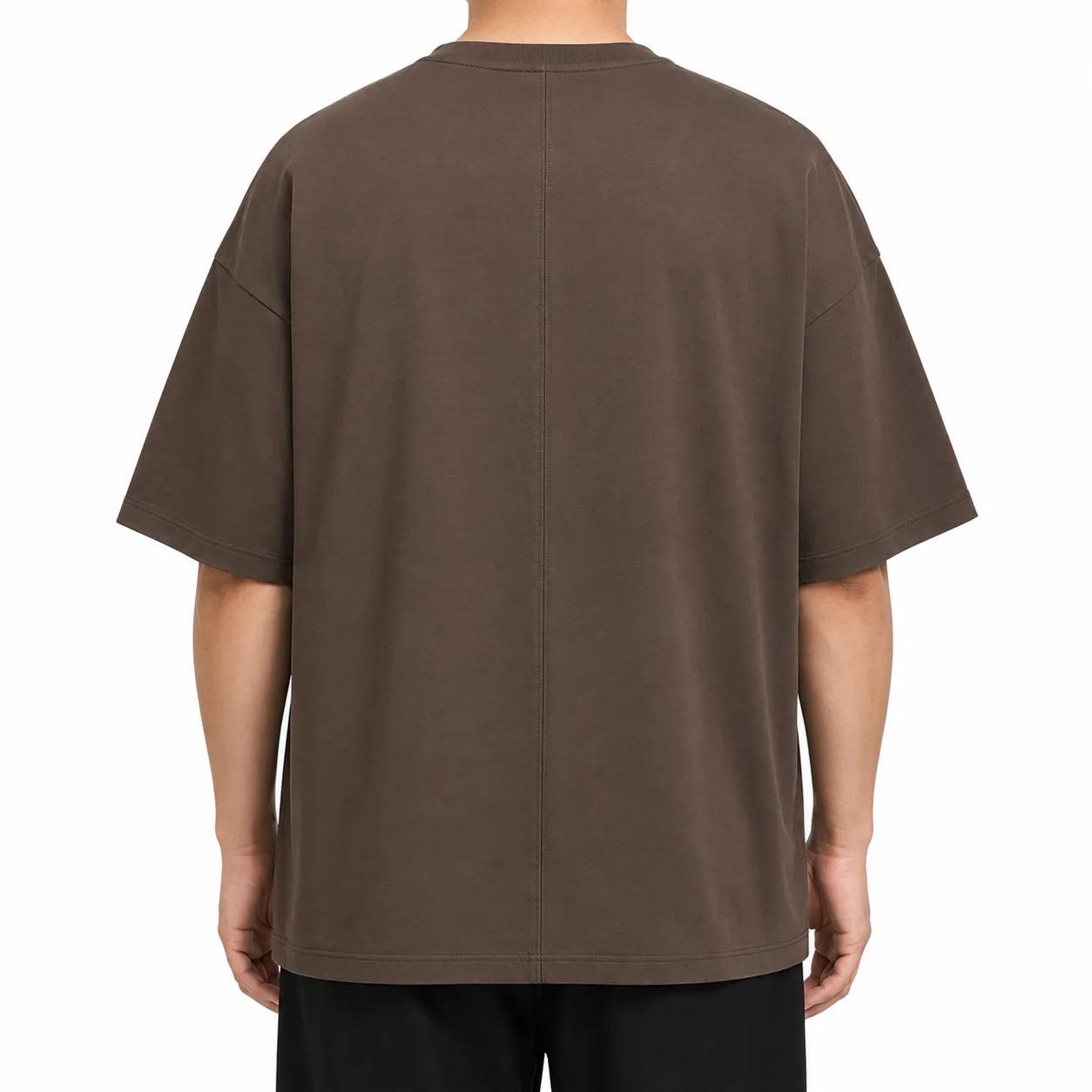 Tricou maro din bumbac cu croială lejeră și cusătură centrală pe spate