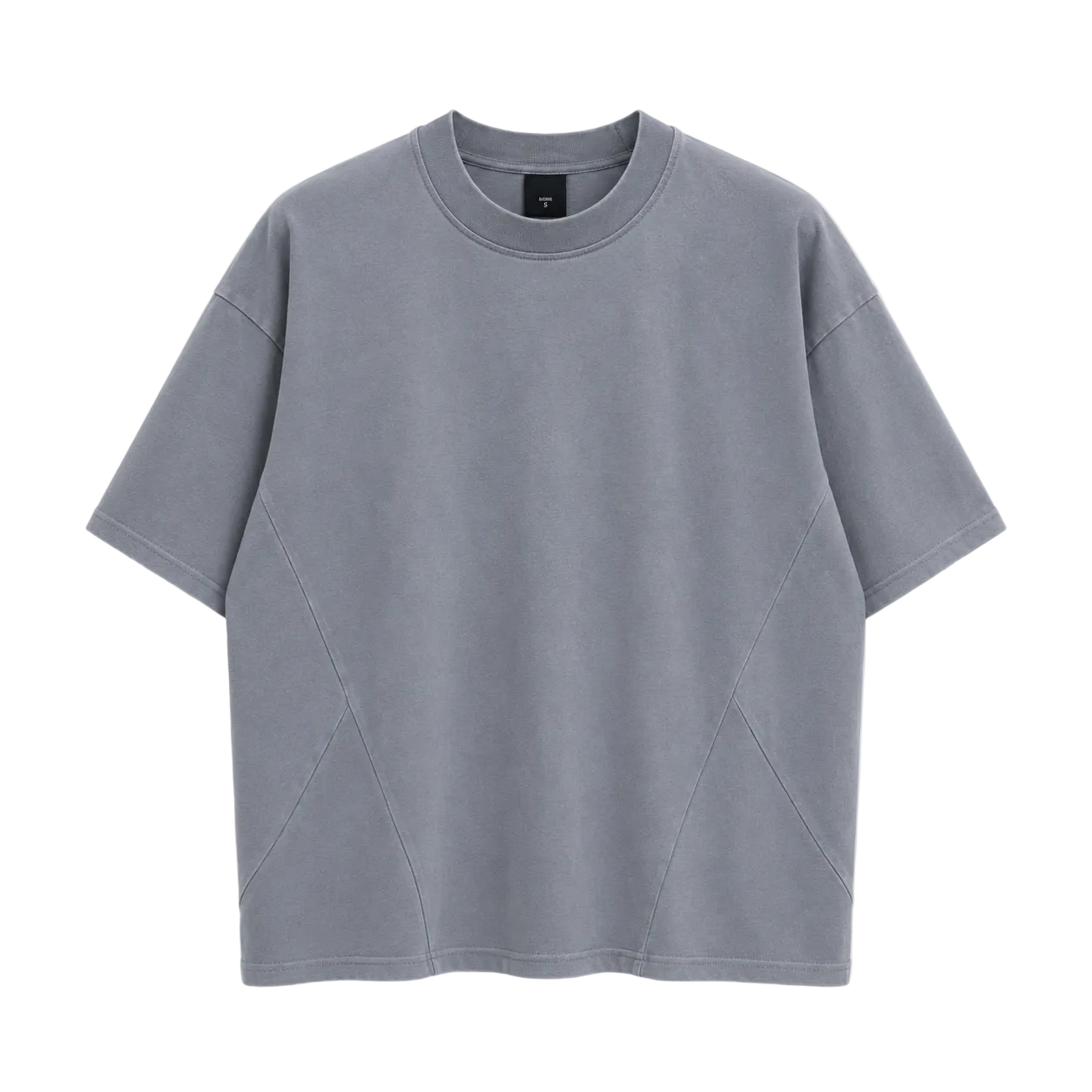Tricou din bumbac 100% pentru bărbați, culoare gri, cu finisaj modern și cusături speciale ornamentale în partea de jos.