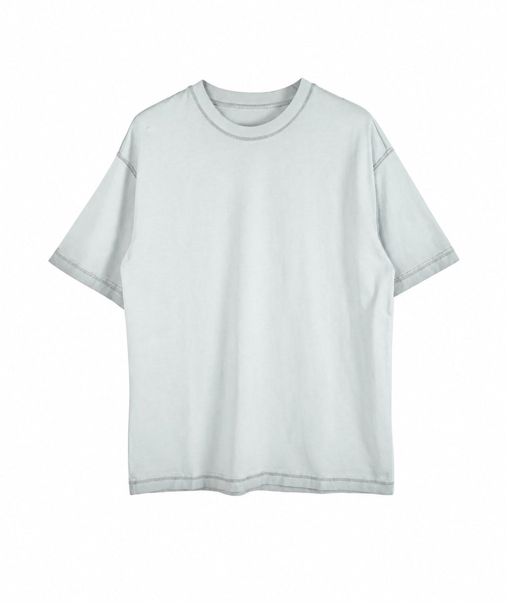 Tricou gri deschis pentru bărbați din bumbac cu aspect uzat (distressed), model casual urban