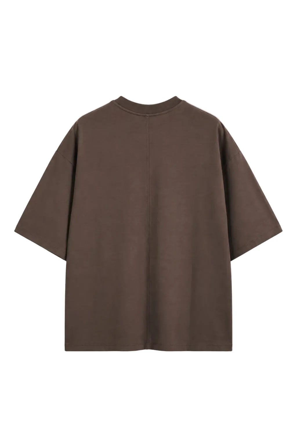 Tricou maro cu cusătură centrală, vedere din spate