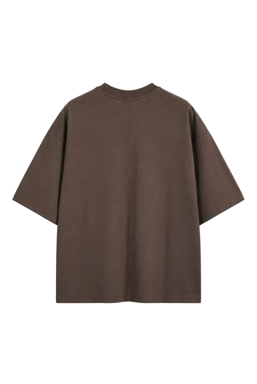 Tricou maro cu cusătură centrală, vedere din spate