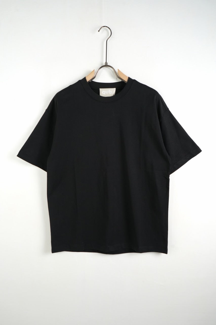 Tricou negru pentru bărbați, din bumbac, cu guler rotund și mâneci scurte, vedere din față