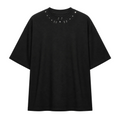 Tricou Bărbați Negru Oversized cu Mix de Ținte Metalice - vedere frontală ghost