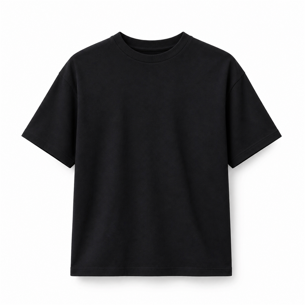 Tricou Bărbați Negru Regular din Bumbac 100% - vedere frontală ghost